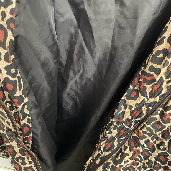 Euro Joy Zip Up Silk Blend Button Up Animal Print Jacket Collar Drawstring Med - Picture 12 of 14